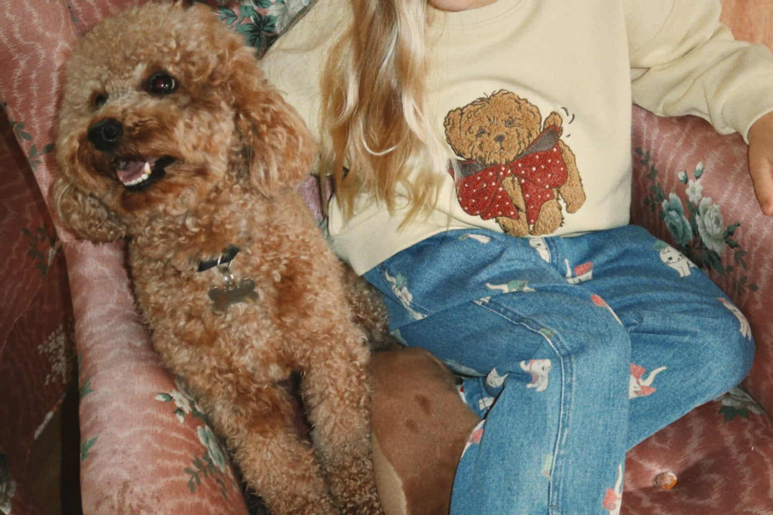 Konges Sløjd A/S WOVEN PANTS bow kitty denim