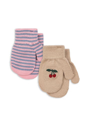 Konges Sløjd A/S Fäustlinge cherry/stripe