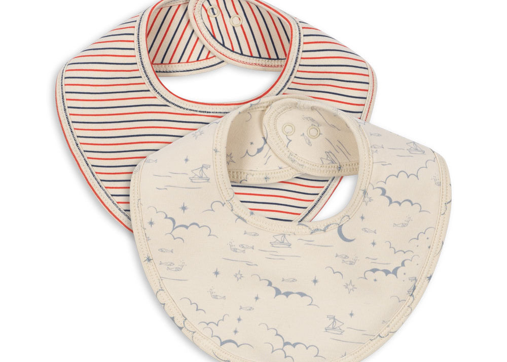 Konges Sløjd A/S Bandana Lätzchen stripe tricolore petit/cielo marino