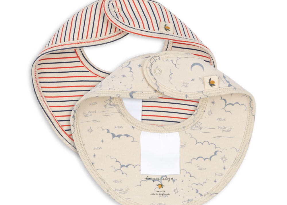 Konges Sløjd A/S Bandana Lätzchen stripe tricolore petit/cielo marino